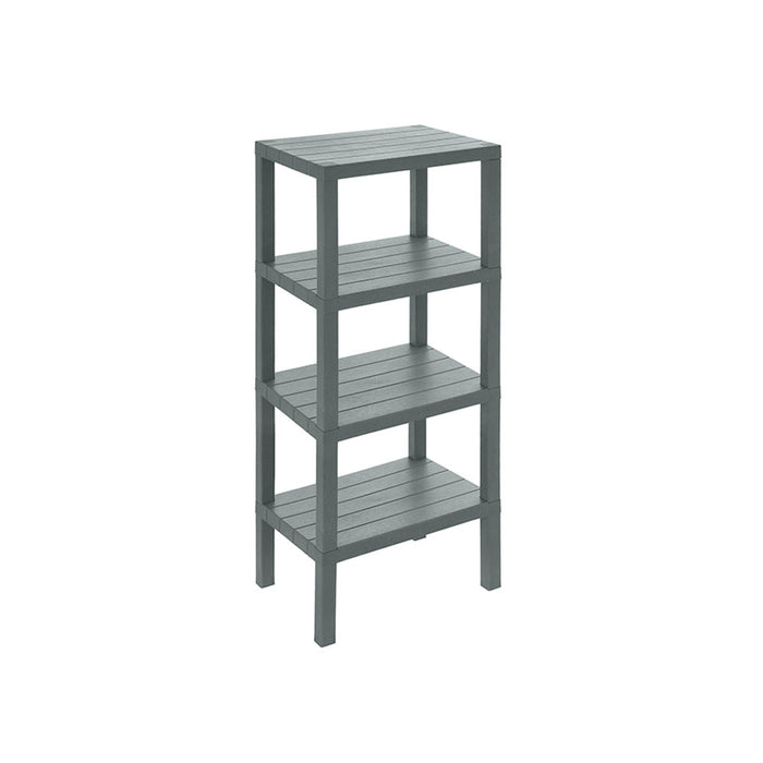 Colonna Bagno Scaffale 4 Ripiani Plastica Feridras Woody Colore: Grigio
