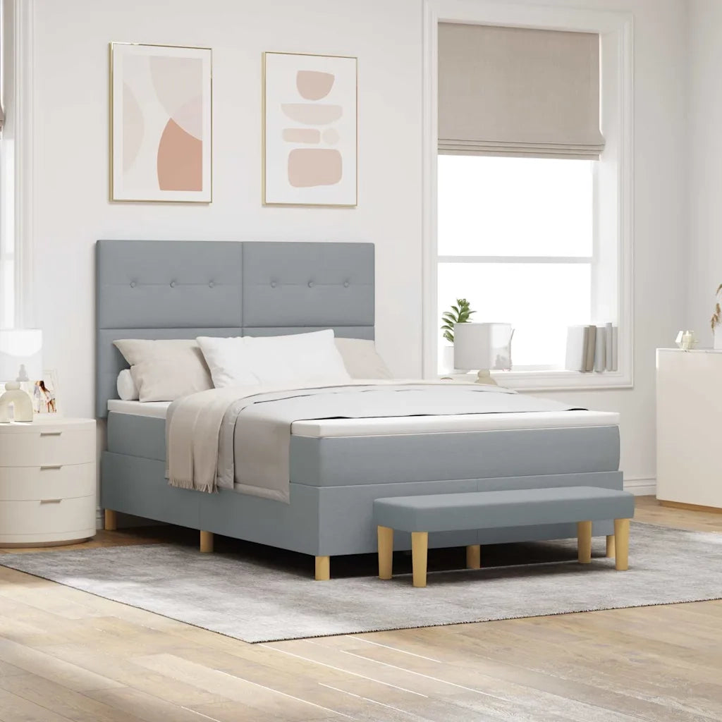 Letto a molle con materasso Grigio chiaro 140 x 200 cm Tessuto