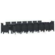 Set da pranzo da giardino con cuscini 17 pcs Antracite PP 3378655