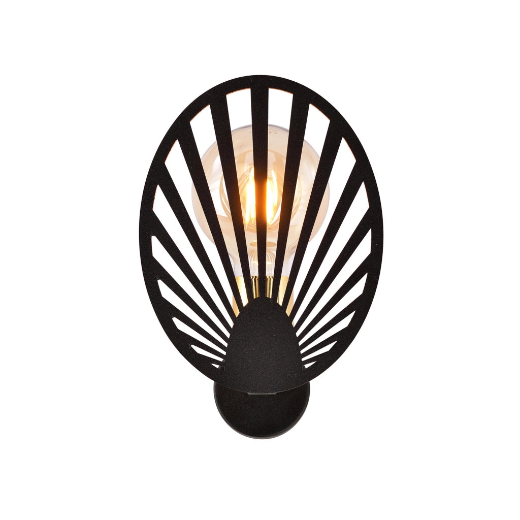 Applique Contemporanea 1 Luce Lira In Acciaio Nero E Oro