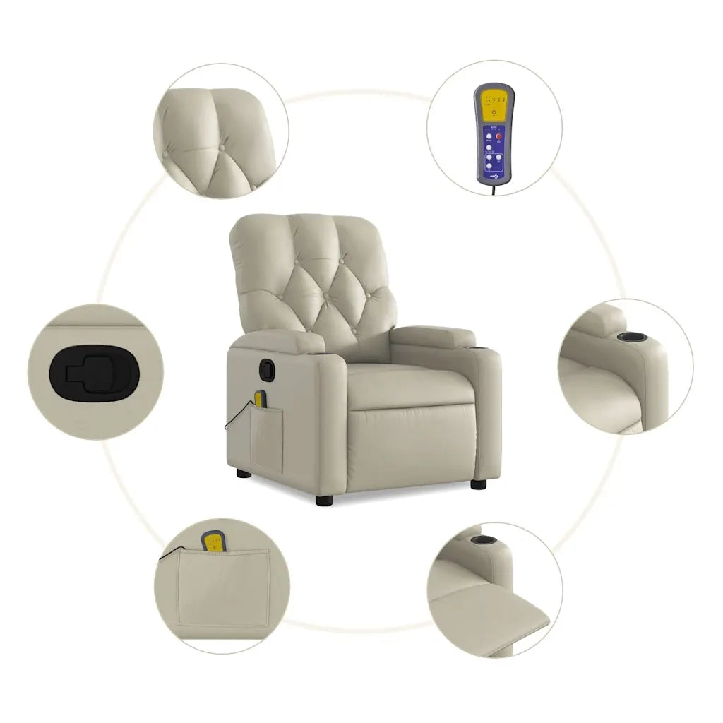 Poltrona da Massaggiante Reclinabile Crema Similpelle 372511