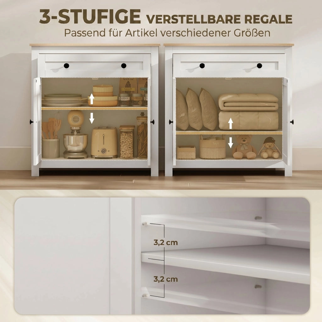 Credenza con cassetti e ante ¨C zephmum ¨C bianco 78.5x35x80 cm