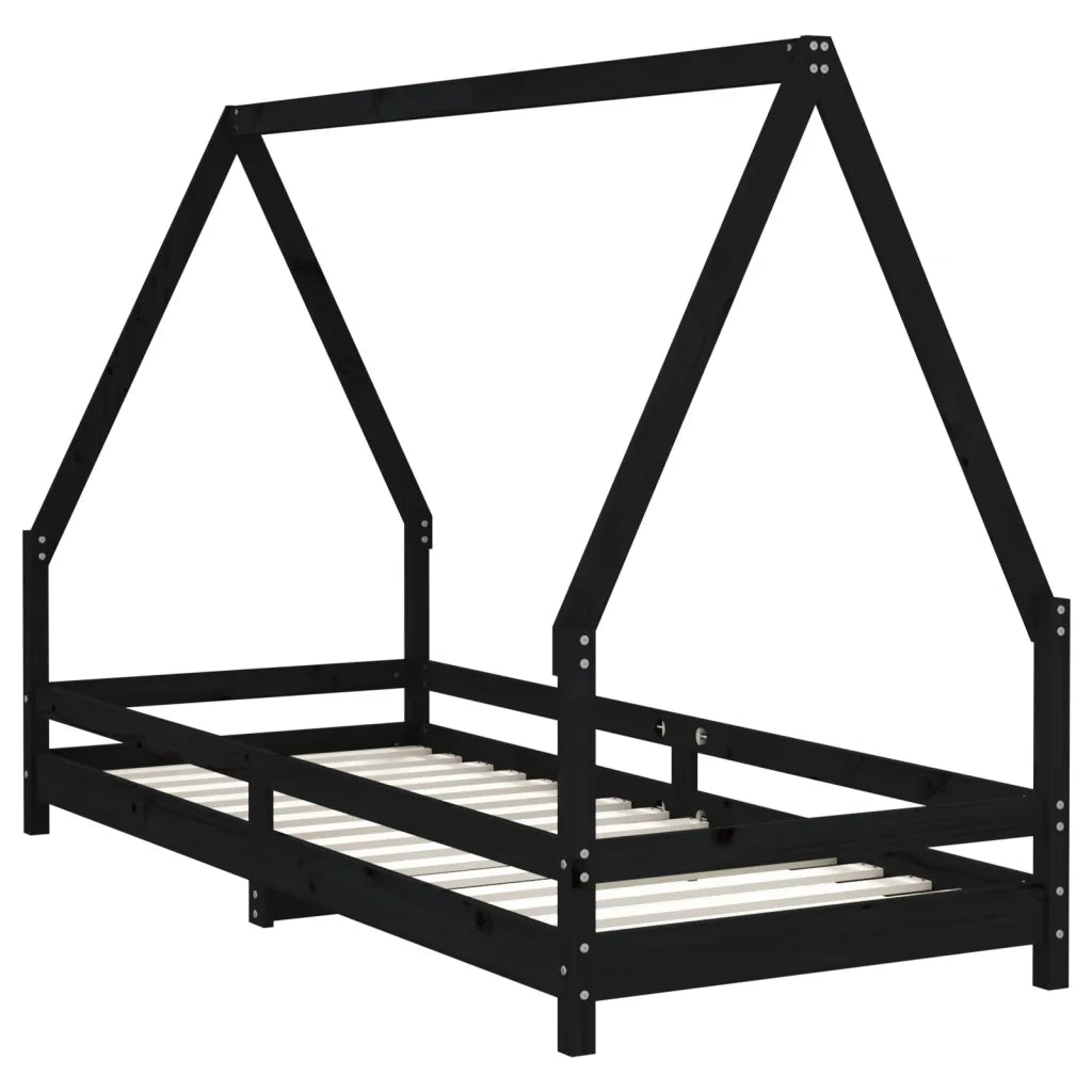 Giroletto per Bambini Nero 80x200 cm in Legno Massello di Pinocod mxl 79846