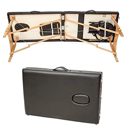 Lettino Massaggi Portatile in Legno 3 Zone Fisioterapia Estetista Zona SPA Nero