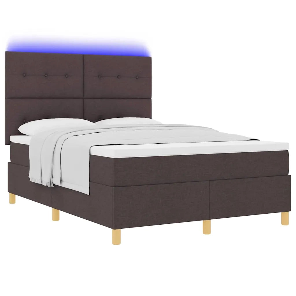 Letto a Sorgente LED Marrone Scuro 160 x 200 cm Tessuto 3343113