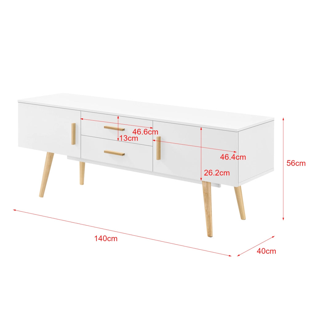 Mobile Porta TV Alavus con 2 Cassetti 140x40x56 cm - Bianco [en.casa]