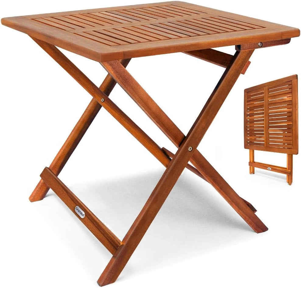 ® Tavolo da Giardino Pieghevole in Legno di Acacia 70x70x73 cm Quadrato Portata 80 Kg Tavolino da Balcone Terrazza Esterno