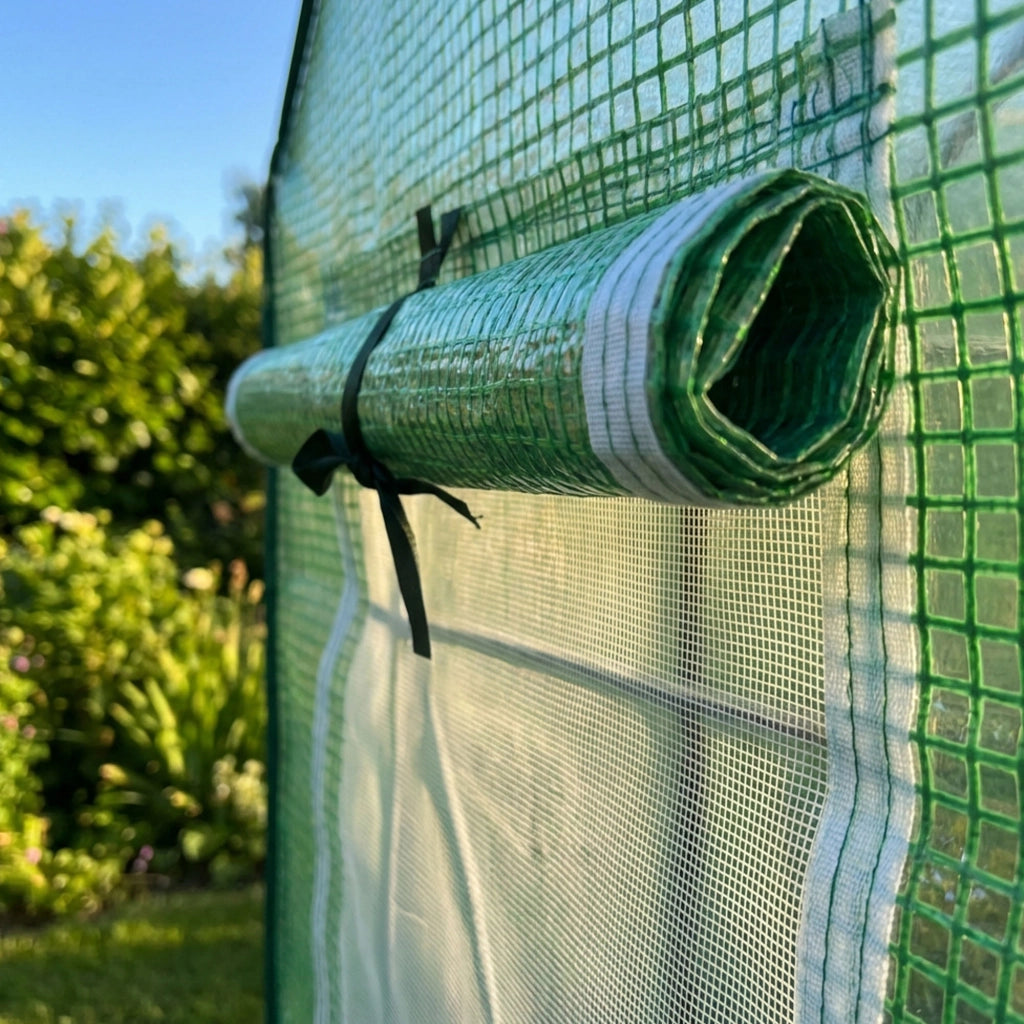Serra da giardino a casetta con struttura in metallo e telo in PE 1 porta 2 finestre Verde 200x140x200 cm