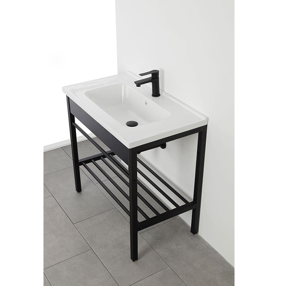 Composizione Bagno in Metallo con Lavabo e Specchio Feridras