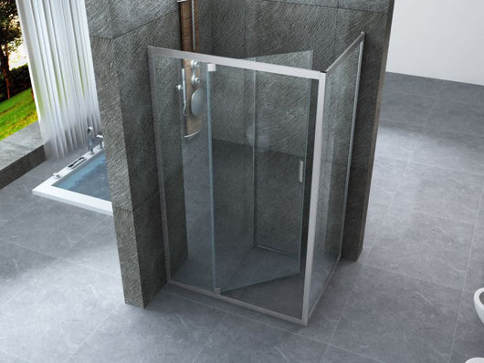 Box doccia Cristallo 6 mm 2 lati - Fisso piu' porta semi battente Trasparente - Misura: 90 x 120 x H190 cm 