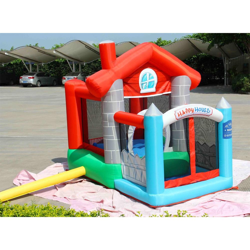 Castello Giostra Gonfiabile Happy Casa con Scivolo e Pompa Inclusa Happy Hop