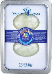 Pietra di serpentina per massaggi - benessere e lavoro sulla fascia - 6 x 4 x 2 cm - scatola in metallo lussuosa - guida di avvio rapido