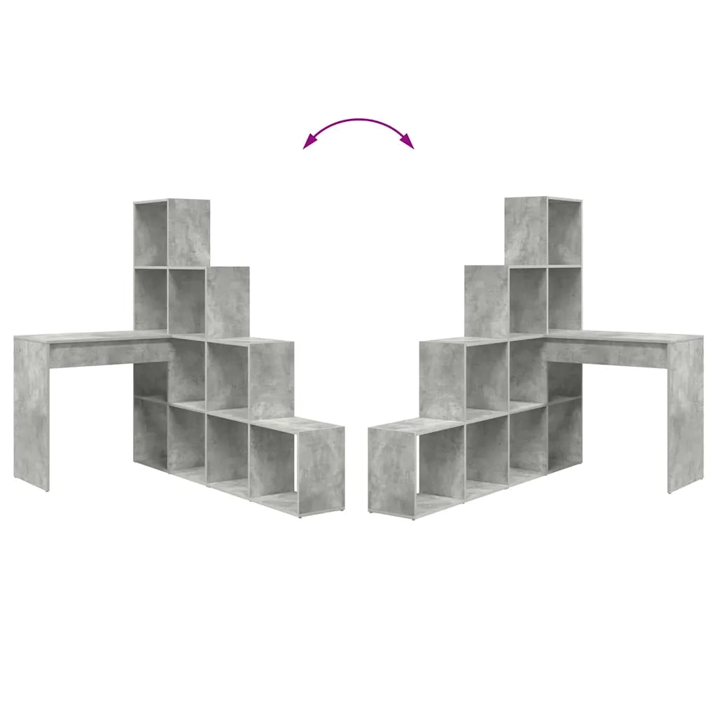 vidaXL Scrivania ad angolo Grigio cemento 101,5 x 149,5 x 149,5 cm