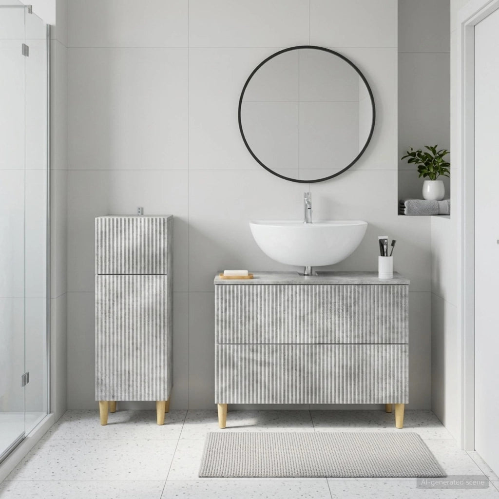 Set di Armadi da Bagno da 2 Pezzi ARNHEM Grigio Cemento 3417687