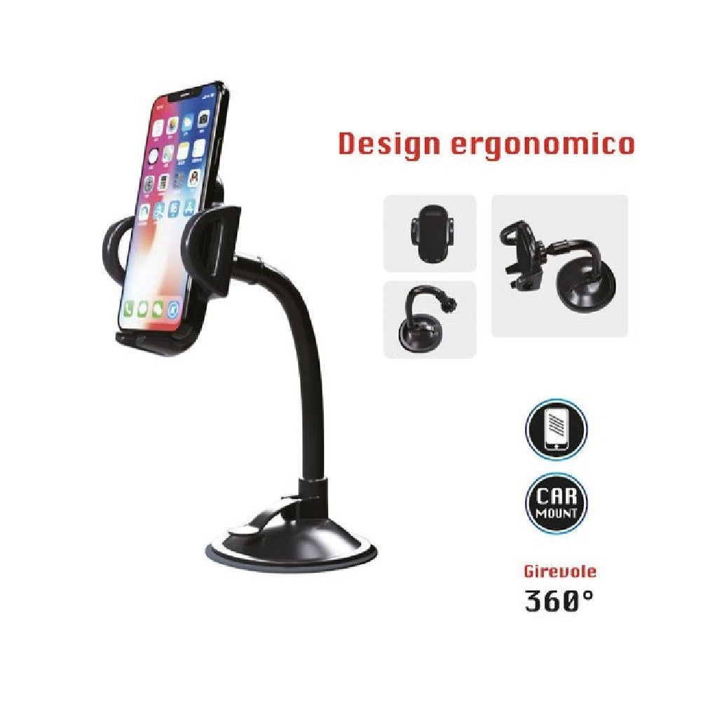 Trade Shop - Portacellulare Universale Per Auto Per Ipad Smartphone Navigatore Maxtech Pt-c007 -