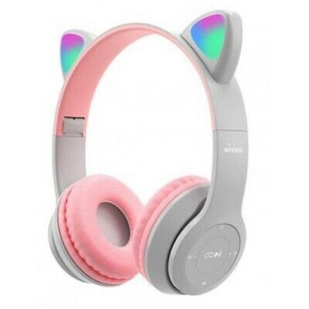 Trade Shop - Cuffie Bluetooth Wireless Gaming Auricolare Led Orecchie Gatto Smartphone Q-em51 -