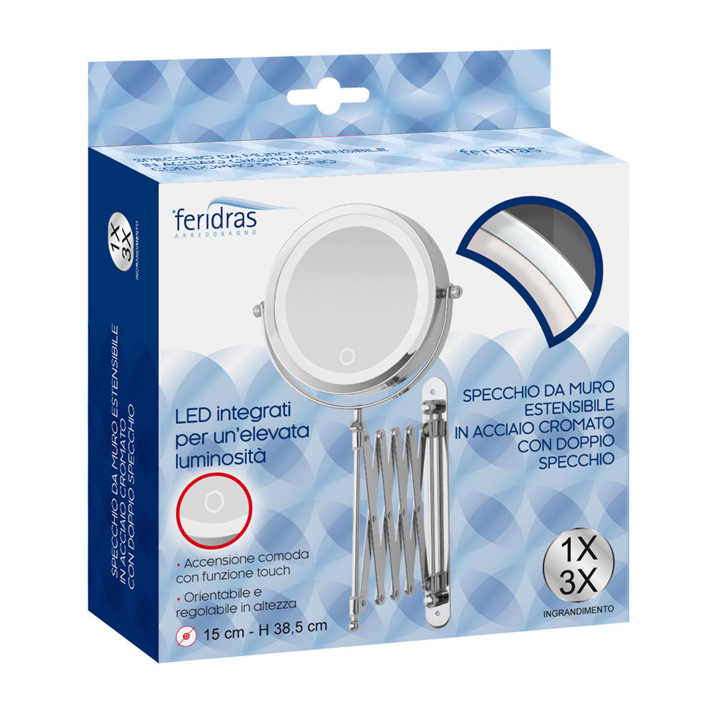 Specchio Estensibile da Muro Led 15 cm Doppio da Bagno
