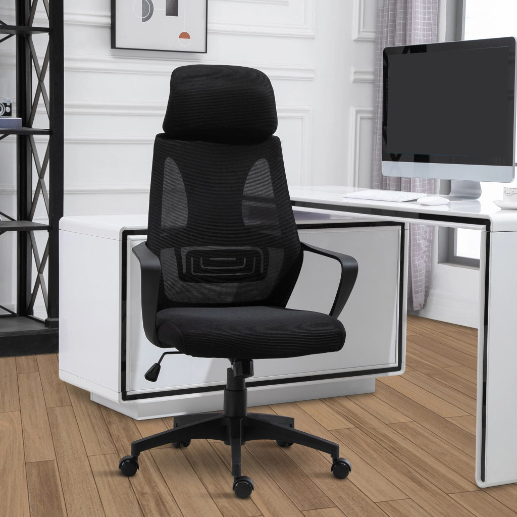 Sedia da ufficio ergonomica in rete ¨C zephmum ¨C nero, 64x55x116-126 cm