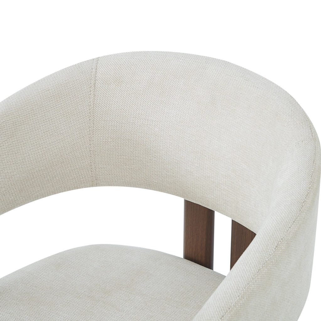 Set di 2 sedie da pranzo in lino beige effetto noce