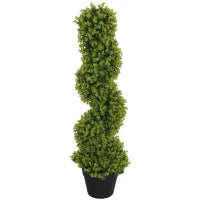 Pianta Finta di Eucalipto a Spirale con Vaso Incluso per Interno ed Esterno, Altezza 90 cm, Verde