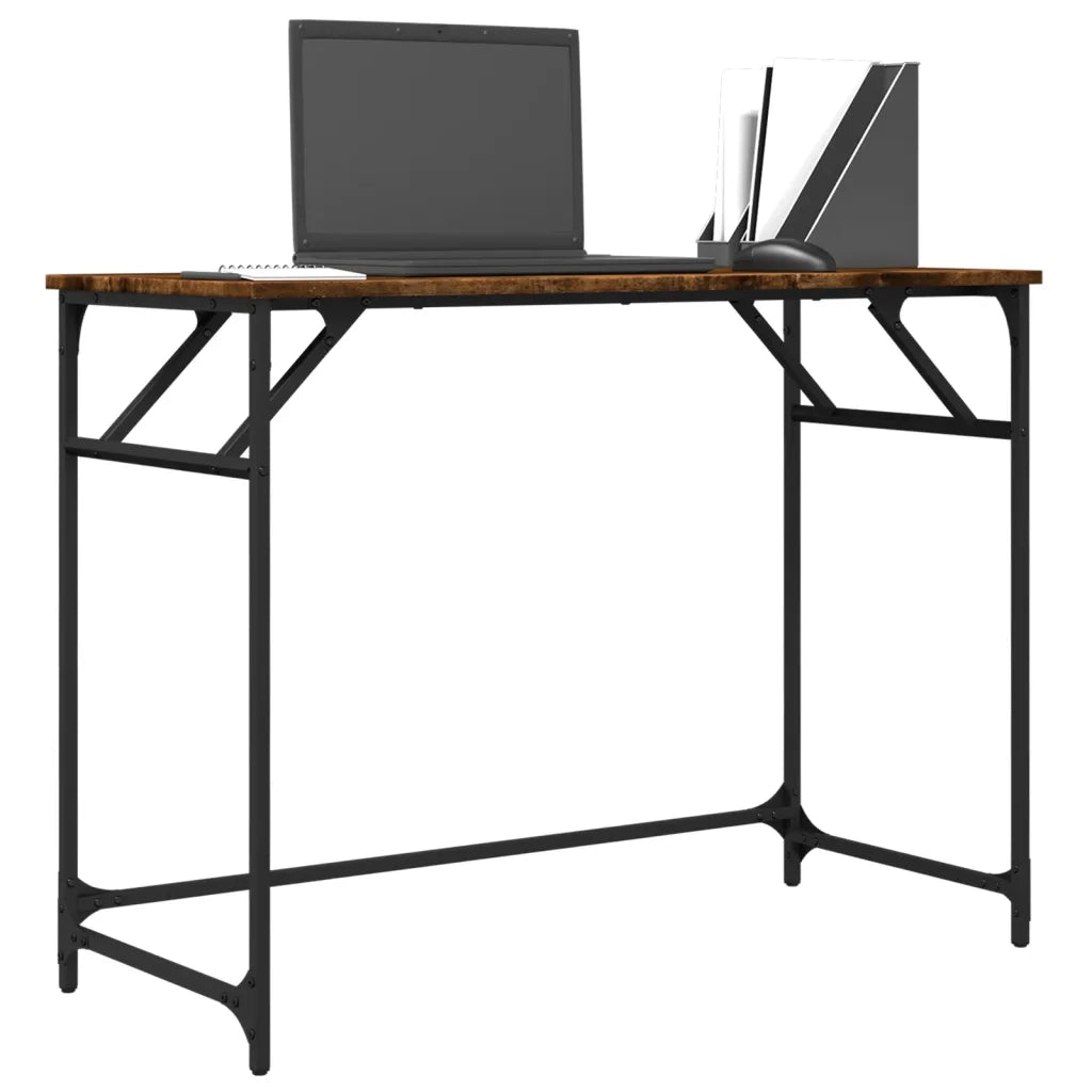 Scrivania Fumo 100x45x76cm Legno e Acciaio Verniciato a Polvere 842268