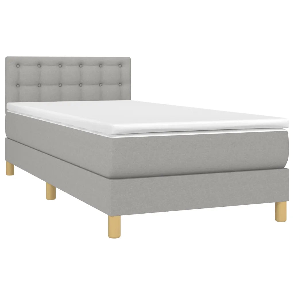 Giroletto a Molle con Materasso-Struttura Letto Grigio Chiaro 90x200 cm Tessuto 262644