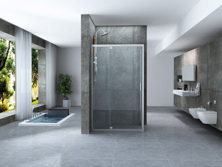 Box doccia Cristallo 6 mm 2 lati - Fisso piu' porta semi battente Trasparente - Misura: 60 x 140 x H190 cm