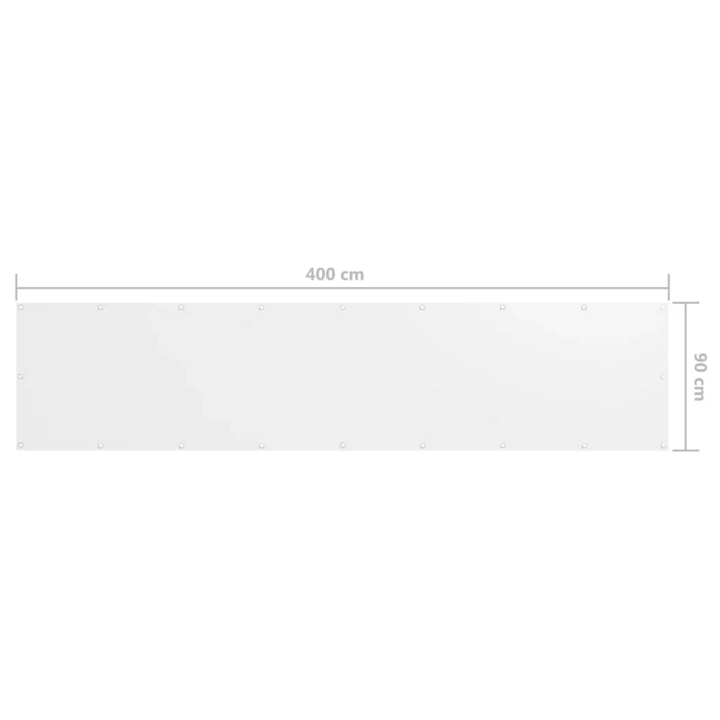 Schermo per balcone schermo per la privacy 90 x 400 cm tessuto Oxford bianco 02_0010058