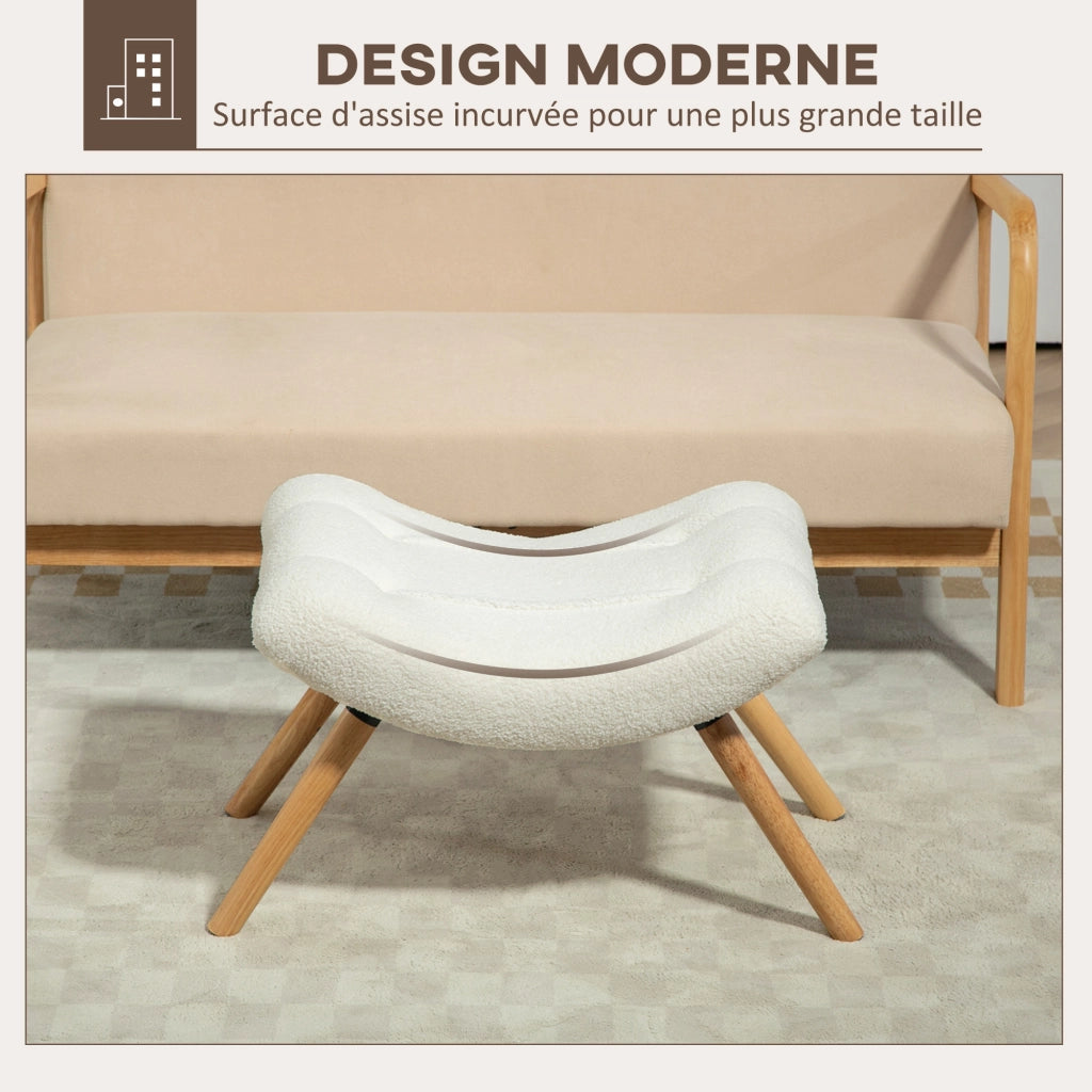 Pouf per salotto ¨C zephmum ¨C tessuto crema, gambe in legno