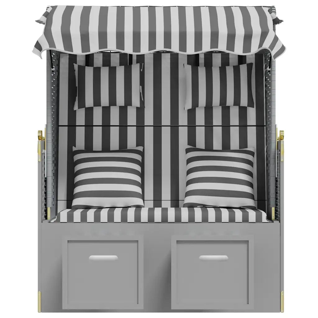Strandkorb Cuscini Polyrattan e Legno Massello Grigio e Bianco CFW8075382