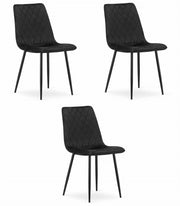 Sedia VALORA TURIN - Ergonomica in velluto nero per sala da pranzo/ufficio x 3