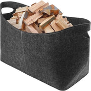 Cassetto per legno - Cassa per legno con maniglie e collo in gomma - conservazione del legno giocattoli giornali - 54 x 29 x 40 cm nero
