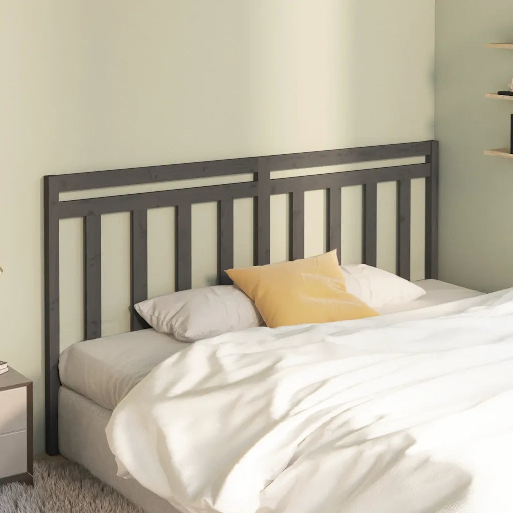 Testiera | Testata per Letto Grigia 206x4x100cm in Legno Massello di Pino