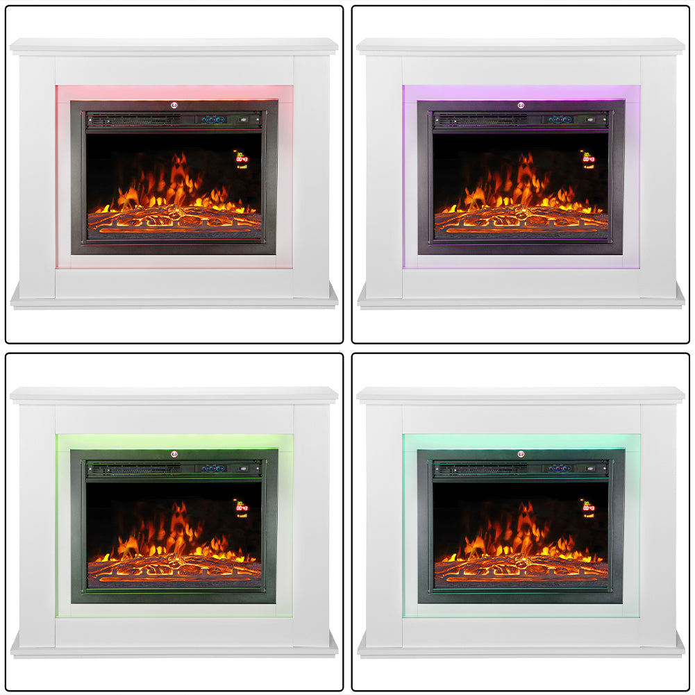 Camino Elettrico Oslo a Parete Stufa Bianca 2000 W Corrente Caminetto Led a Muro