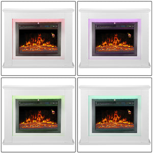 Camino Elettrico Oslo a Parete Stufa Bianca 2000 W Corrente Caminetto Led a Muro