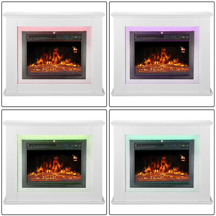 Camino Elettrico Oslo a Parete Stufa Bianca 2000 W Corrente Caminetto Led a Muro