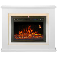 Camino Elettrico Oslo a Parete Stufa Bianca 2000 W Corrente Caminetto Led a Muro