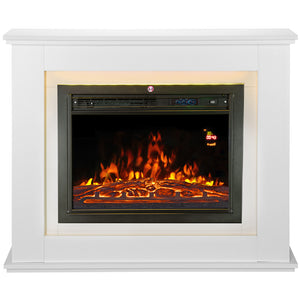 Camino Elettrico Oslo a Parete Stufa Bianca 2000 W Corrente Caminetto Led a Muro