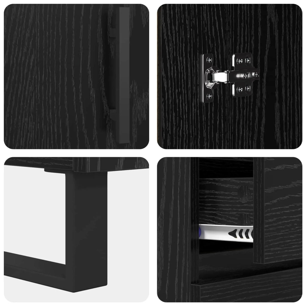Credenza | Madia | Buffet da pranzo | Armadio da pranzo con cassetto Rovere Nero 69,5 x 34 x 90 cm
