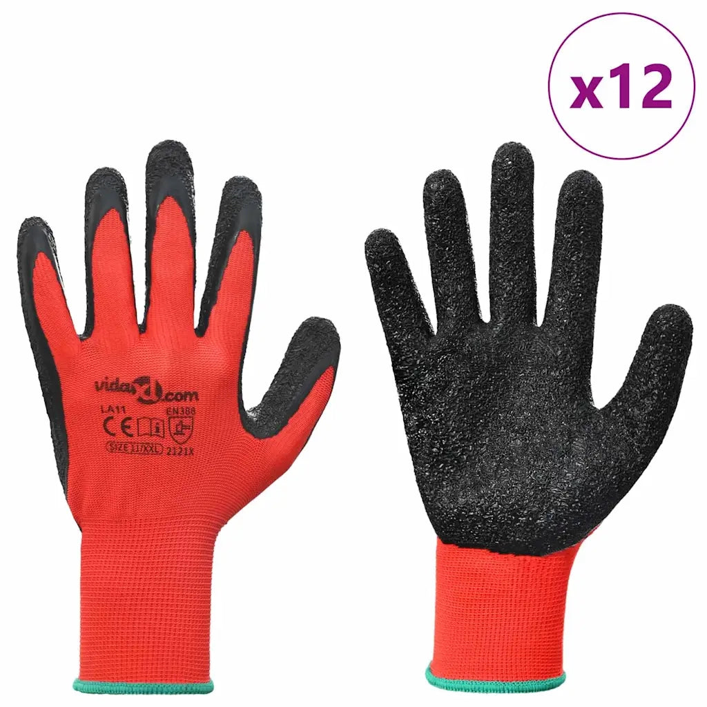Guanti da Lavoro 12 pz Rosso e Nero 11 / XXL CFW5371990