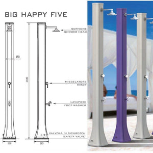 Doccia Solare In Polietilene Big Happy Five 40 Litri Con Lavapiedi Colore Blu Cv-F620/5003