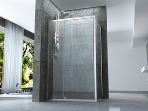 Box doccia Cristallo 6 mm 2 lati - Fisso piu' porta semi battente Trasparente - Misura: 90 x 130 x H190 cm 