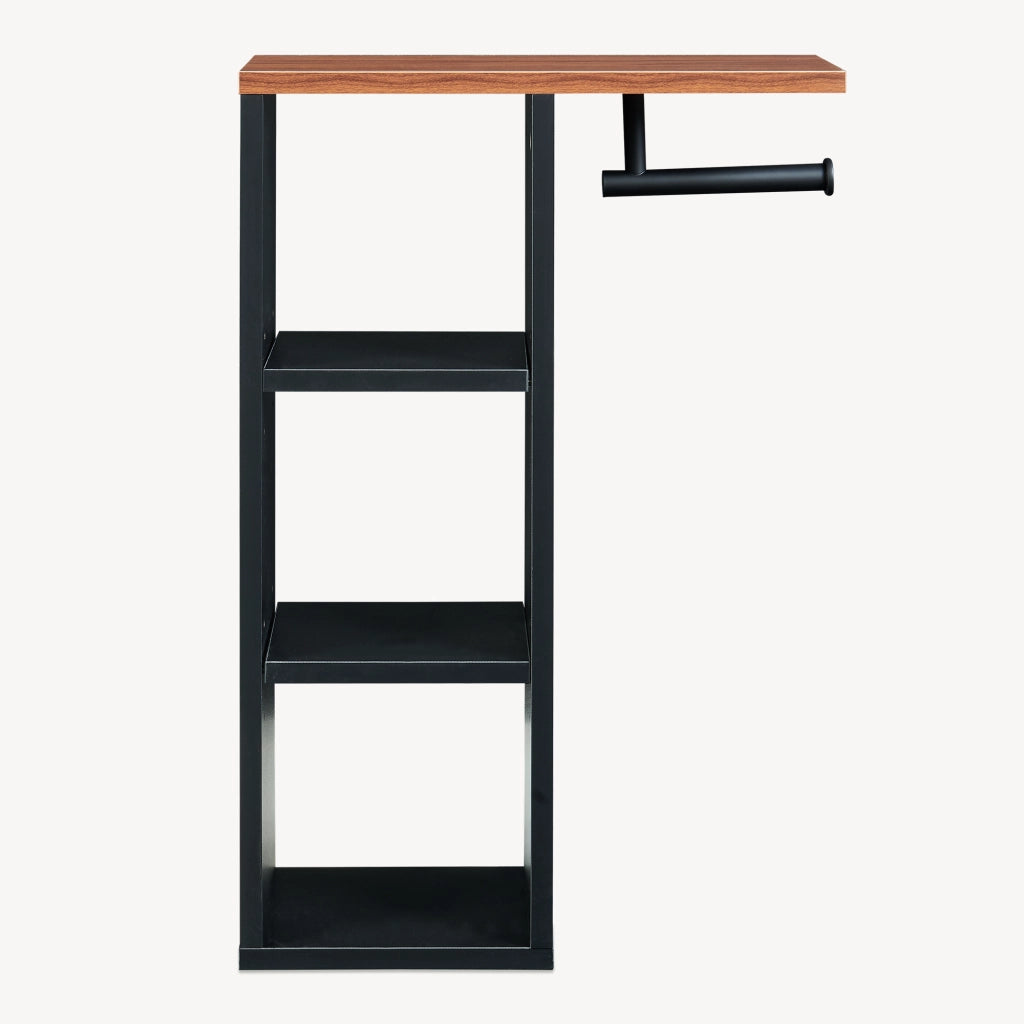Mobile Portarotolo Trond Supporto Porta Carta Igienica 60 x 40 x 16 cm - Nero/Effetto Noce [en.casa]
