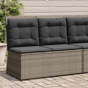 Panca Reclinabile da Giardino con Cuscini-Sgabello-Sedia da esterno Grigia in Polyrattan 571825