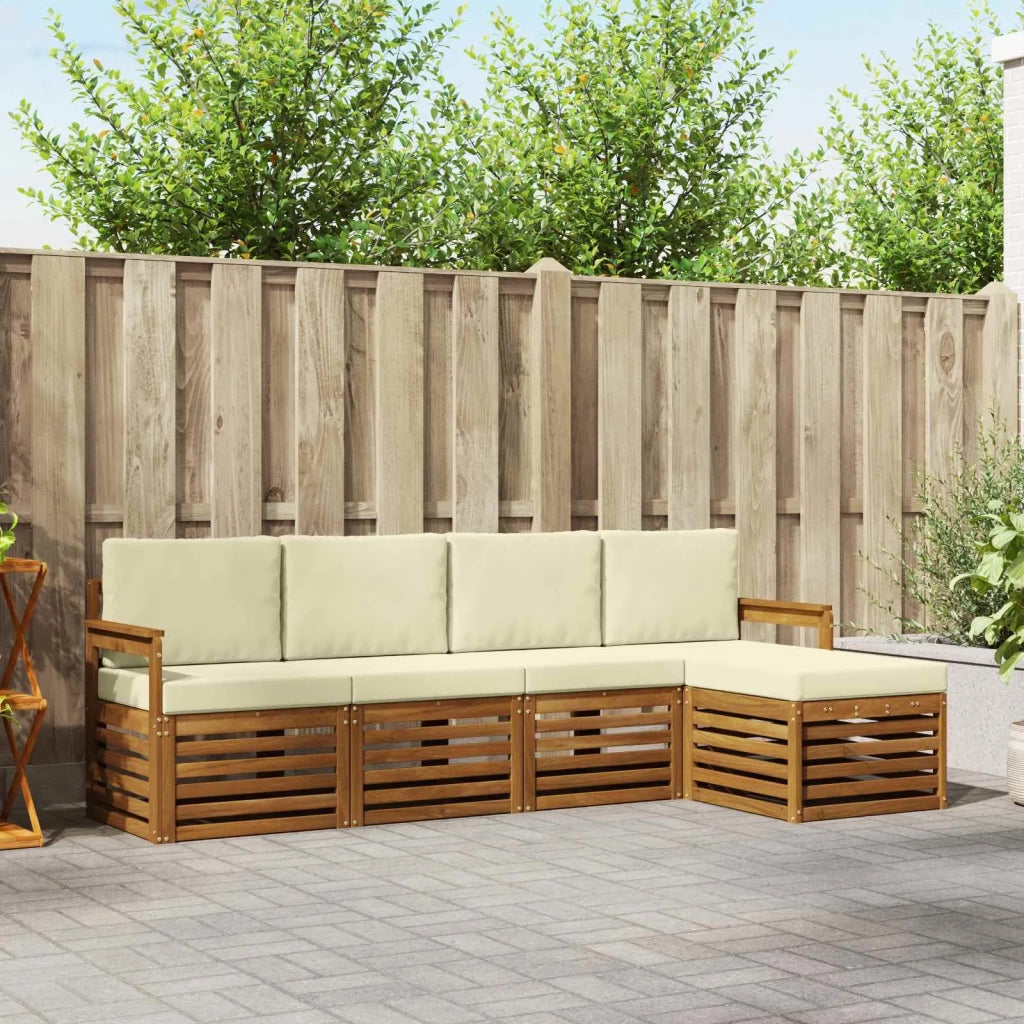 Set divani 5 pcs Naturale e Crema Legno di Acacia Massello 3374635