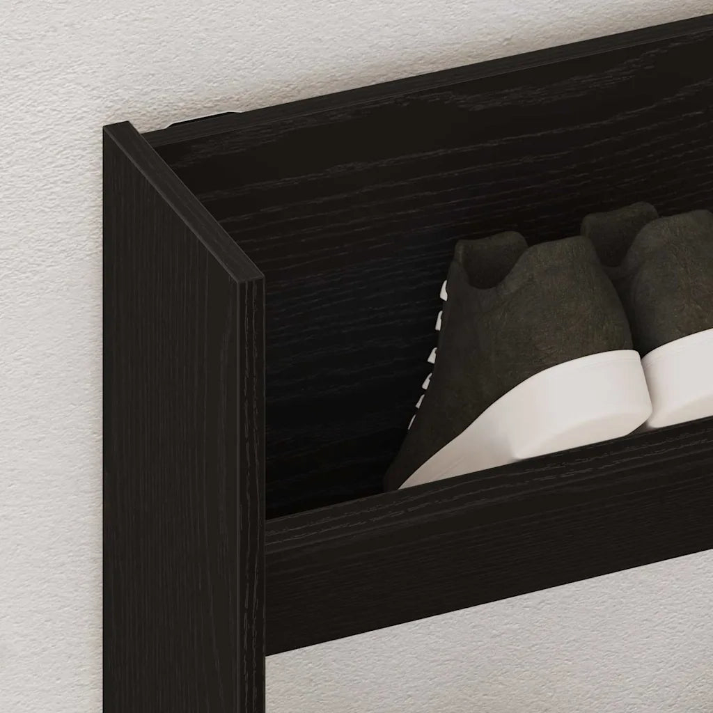 Scarpiera | Mobile per scarpe Rovere Nero 80 x 18 x 90 cm Legno multistrato