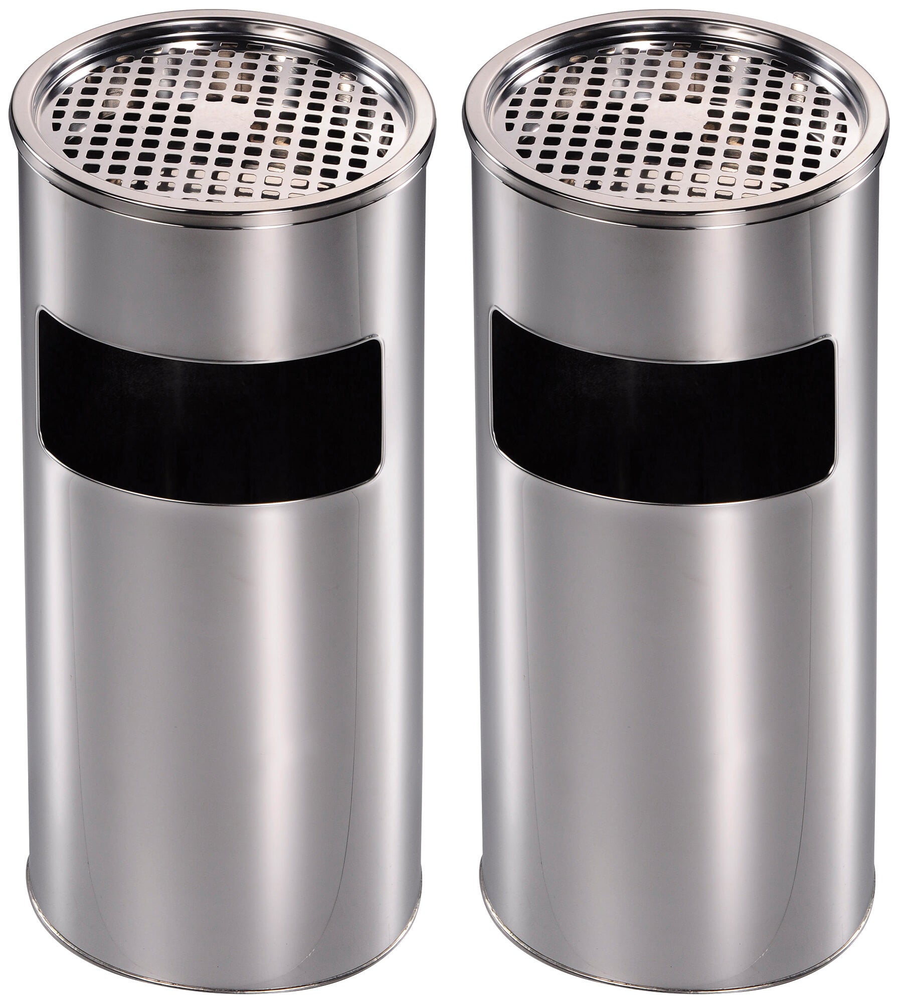 Set 2 Cestini Gettacarte Posacenere Ø24 cm in Acciaio per Interno Esterno