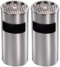 Set 2 Cestini Gettacarte Posacenere Ø24 cm in Acciaio per Interno Esterno