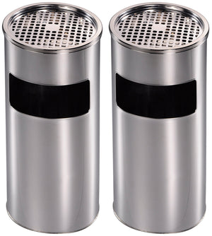 Set 2 Cestini Gettacarte Posacenere Ø24 cm in Acciaio per Interno Esterno