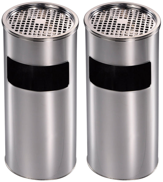Set 2 Cestini Gettacarte Posacenere Ø24 cm in Acciaio per Interno Esterno